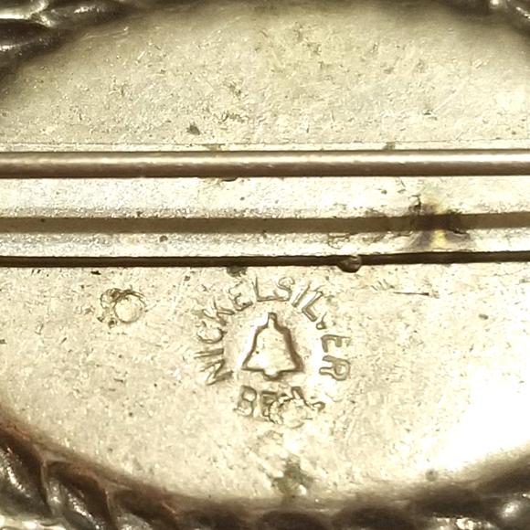 VTG BELL Nickel Silver Turquoise Brooch - Picture 4 of 5